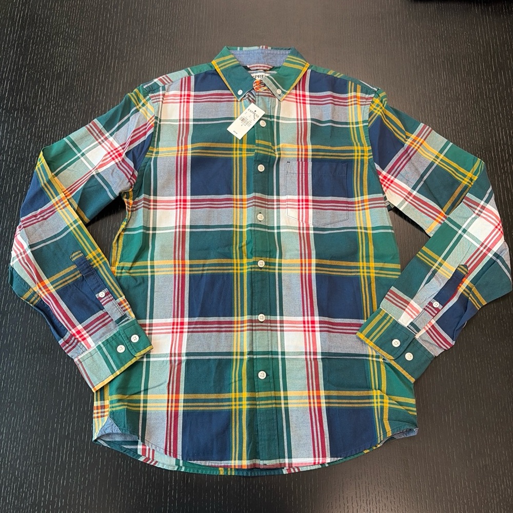 Express Men's Multicolor Plaid Button-Down Shirt